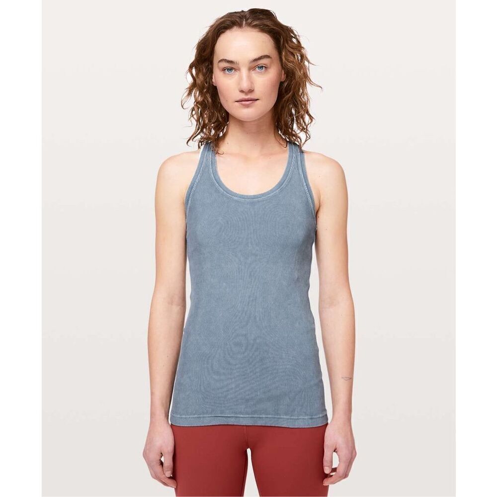 Lululemon Cool Racerback Tank size 6 Rib Washed Moon Blue Athletic